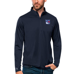 New York Rangers Antigua Tribute Quarter-Zip Pullover Top - Navy - NHL