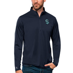 Seattle Kraken Antigua Tribute Quarter-Zip Pullover Top - Deep Sea Blue - NHL