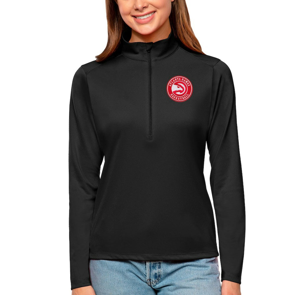 Atlanta Hawks Antigua Women's Tribute Half-Zip Top Black - NBA