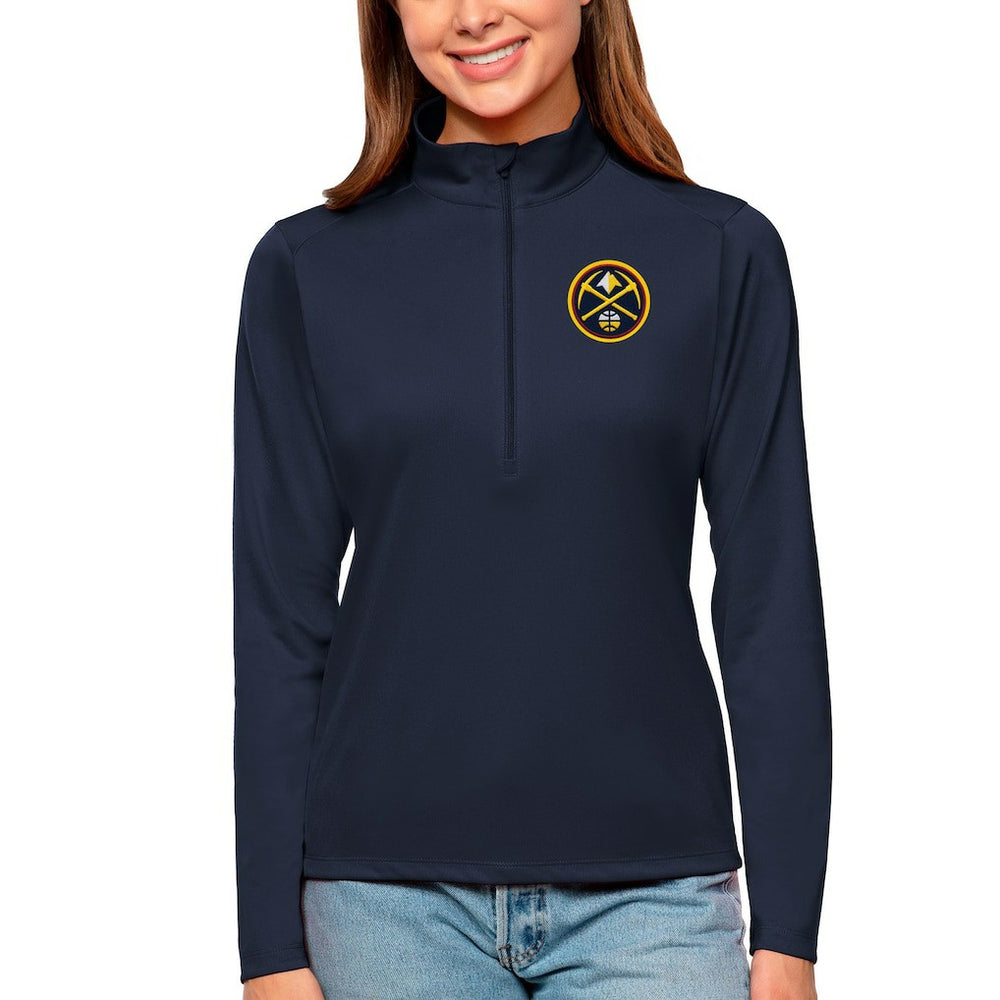 Denver Nuggets Antigua Women's Tribute Half-Zip Top Navy - NBA