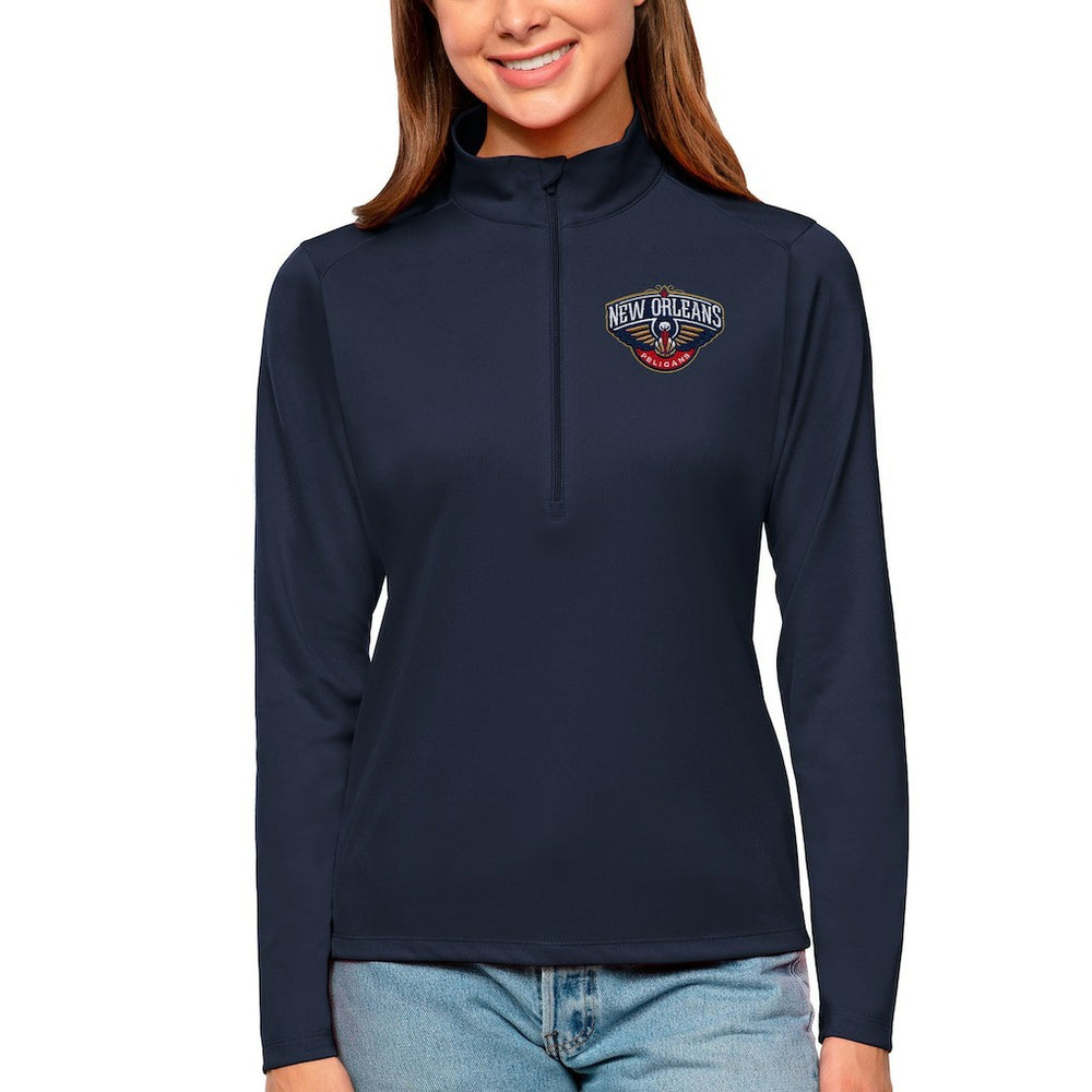 New Orleans Pelicans Antigua Women's Tribute Half-Zip Top Navy - NBA