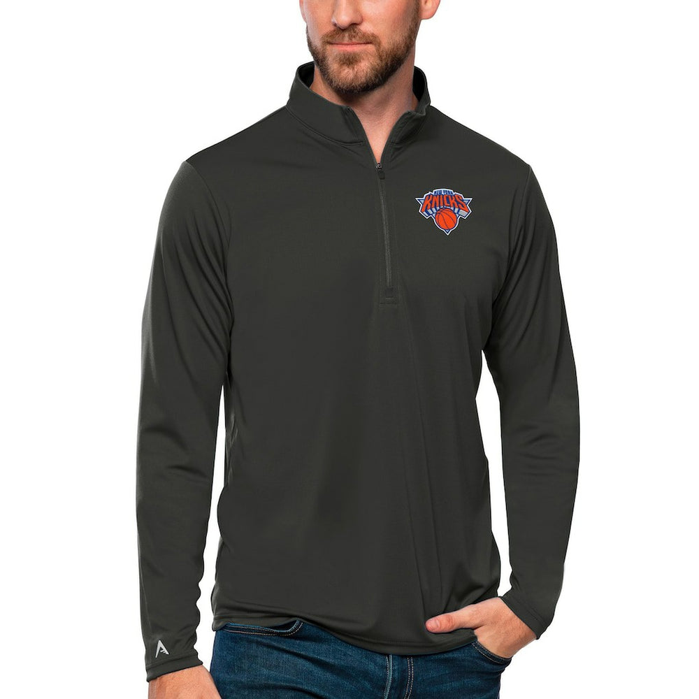 New York Knicks Antigua Tribute Quarter-Zip Pullover Top Charcoal - NBA