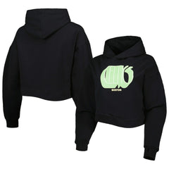 Boston Celtics Lusso Women's Layla World Tour Cropped Pullover Hoodie Black - NBA