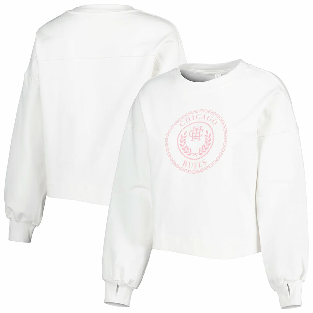 Chicago Bulls Lusso Women's Lola Ball and Chain Pullover Sweatshirt White - NBA