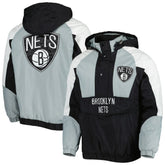 Brooklyn Nets Starter Body Check Raglan Hoodie Half-Zip Jacket Black - NBA