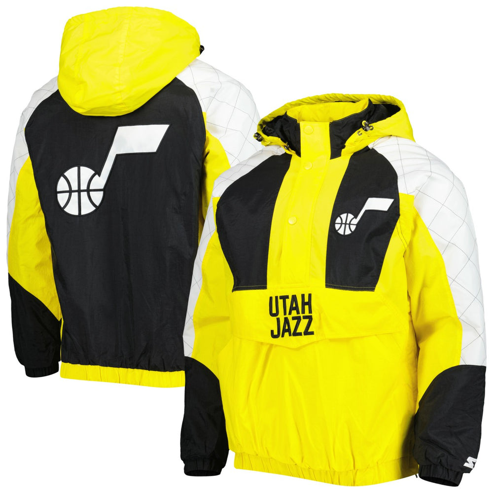 Utah Jazz Starter Body Check Raglan Hoodie Half-Zip Jacket Gold - NBA