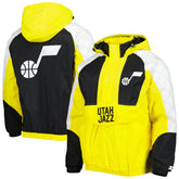 Utah Jazz Starter Body Check Raglan Hoodie Half-Zip Jacket Gold - NBA