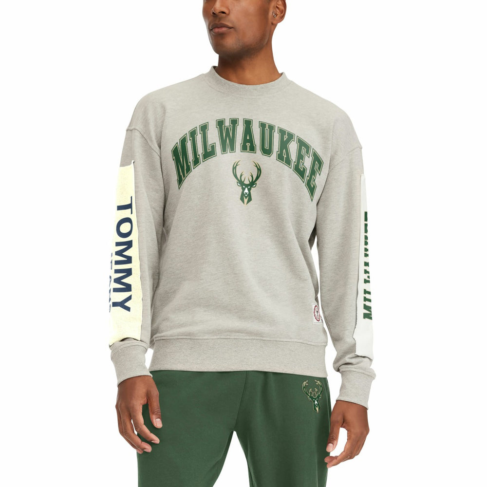 Milwaukee Bucks Tommy Jeans James Patch Pullover Sweatshirt Gray - NBA