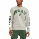 Milwaukee Bucks Tommy Jeans James Patch Pullover Sweatshirt Gray - NBA