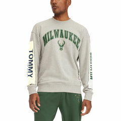 Milwaukee Bucks Tommy Jeans James Patch Pullover Sweatshirt Gray - NBA