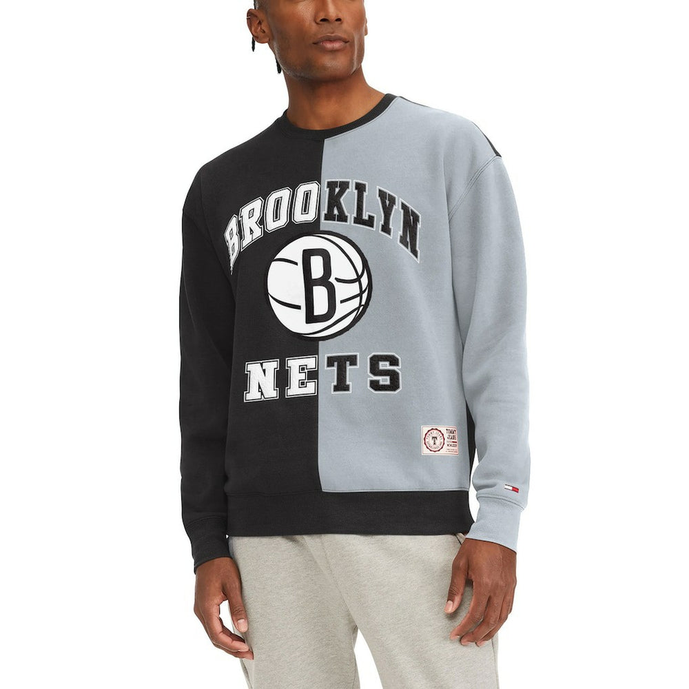 Brooklyn Nets Tommy Jeans Keith Split Pullover Sweatshirt Black/White - NBA