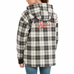 Los Angeles Lakers Tommy Jeans Women's Molly Flannel Full-Zip Hoodie Black/Cream - NBA