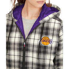Los Angeles Lakers Tommy Jeans Women's Molly Flannel Full-Zip Hoodie Black/Cream - NBA