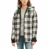 Milwaukee Bucks Tommy Jeans Women's Molly Flannel Full-Zip Hoodie Black/Cream - NBA