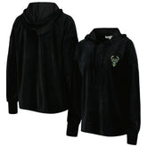 Milwaukee Bucks Touch Women's End Line Velour Pullover Hoodie Black - NBA