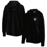 Brooklyn Nets Touch Women's End Line Velour Pullover Hoodie Black - NBA