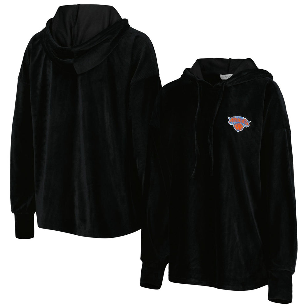 New York Knicks Touch Women's End Line Velour Pullover Hoodie Black - NBA