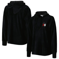 Philadelphia 76ers Touch Women's End Line Velour Pullover Hoodie Black - NBA