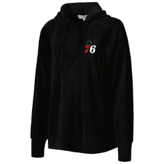 Philadelphia 76ers Touch Women's End Line Velour Pullover Hoodie Black - NBA