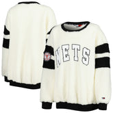 Brooklyn Nets Tommy Jeans Women's Mindy Sherpa Pullover Sweatshirt Oatmeal/Black - NBA