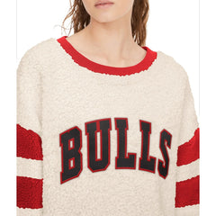 Chicago Bulls Tommy Jeans Women's Mindy Sherpa Pullover Sweatshirt Oatmeal/Red - NBA