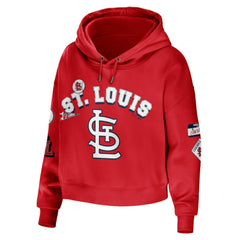 St. Louis Cardinals WEAR by Erin Andrews Women's Modest Patches Cropped Pullover Hoodie - MLB