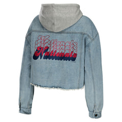 Washington Nationals WEAR by Erin Andrews Women's Hooded Button-Up Denim Jacket Jackets - MLB