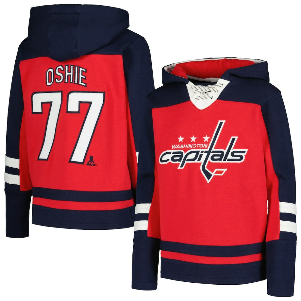 TJ Oshie Washington Capitals Youth Ageless Must-Have V-Neck Name & Number Pullover Hoodie - Red - NHL