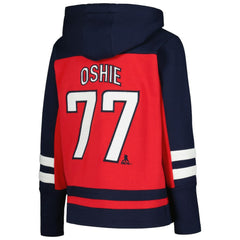TJ Oshie Washington Capitals Youth Ageless Must-Have V-Neck Name & Number Pullover Hoodie - Red - NHL