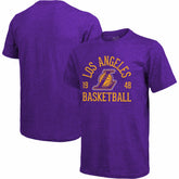 Los Angeles Lakers Majestic Threads Ball Hog Logo Tri-Blend T-Shirt Heathered Purple - NBA