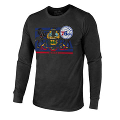 Philadelphia 76ers Majestic Threads City and State Tri-Blend Long Sleeve T-Shirt Black - NBA
