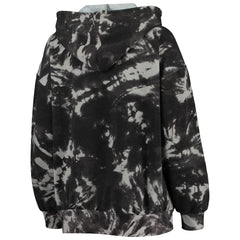 Chicago Bulls Majestic Threads Women's Burble Tie-Dye Tri-Blend Pullover Hoodie Black - NBA