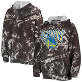Golden State Warriors Majestic Threads Women's Burble Tie-Dye Tri-Blend Pullover Hoodie Black - NBA