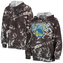 Golden State Warriors Majestic Threads Women's Burble Tie-Dye Tri-Blend Pullover Hoodie Black - NBA