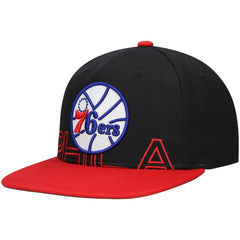 Philadelphia 76ers Hardwood Classics Low Big Face Snapback Hat Black/Red - NBA