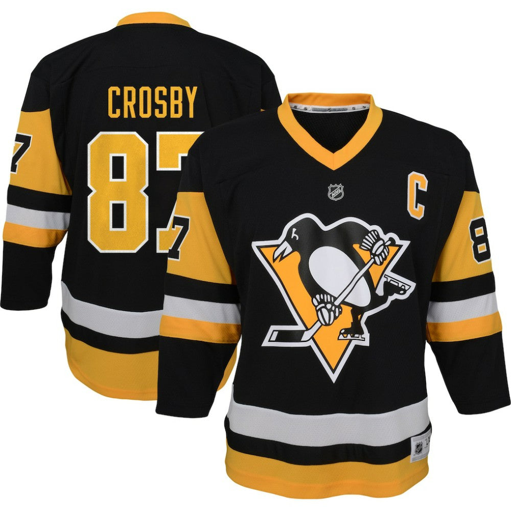 Sidney Crosby Pittsburgh Penguins Youth Captain Patch Home Replica Player Jersey - Black - NHL