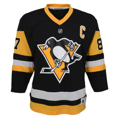 Sidney Crosby Pittsburgh Penguins Youth Captain Patch Home Replica Player Jersey - Black - NHL