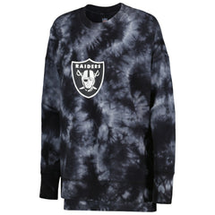 Las Vegas Raiders MSX by Michael Strahan Women's Bailey Tie-Dye Pullover Sweatshirt Black | NFL