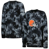Cleveland Browns MSX by Michael Strahan Women's Bailey Tie-Dye Tri-Blend Pullover Sweatshirt Black | NFL