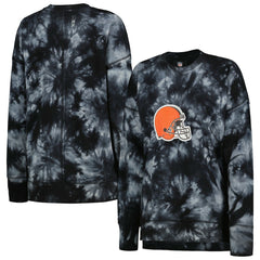 Cleveland Browns MSX by Michael Strahan Women's Bailey Tie-Dye Tri-Blend Pullover Sweatshirt Black | NFL