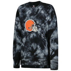Cleveland Browns MSX by Michael Strahan Women's Bailey Tie-Dye Tri-Blend Pullover Sweatshirt Black | NFL