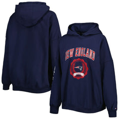 New England Patriots Tommy Hilfiger Women's Becca Drop Shoulder Pullover Hoodie Navy | NFL