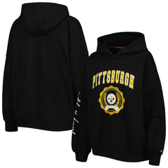 Pittsburgh Steelers Tommy Hilfiger Women's Becca Drop Shoulder Pullover Hoodie Black | NFL
