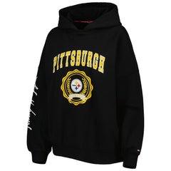 Pittsburgh Steelers Tommy Hilfiger Women's Becca Drop Shoulder Pullover Hoodie Black | NFL