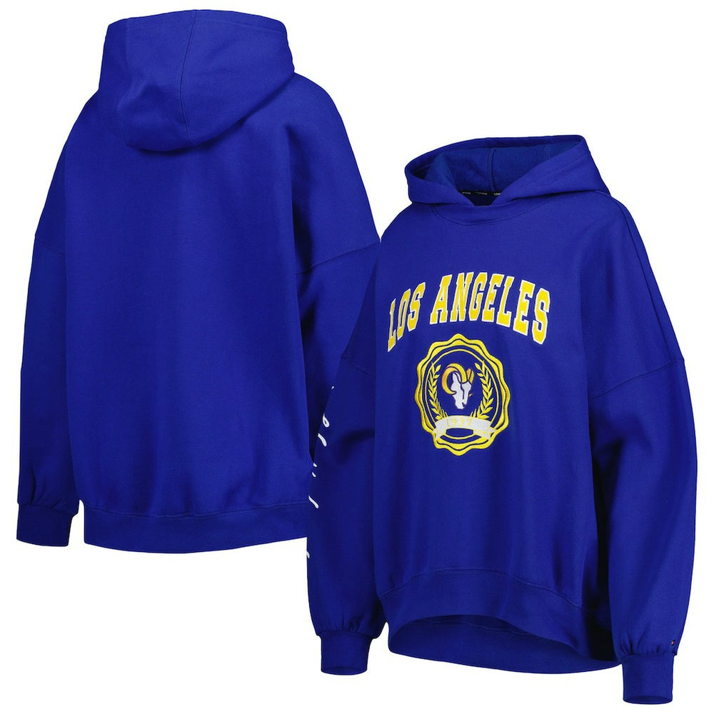 Los Angeles Rams Tommy Hilfiger Women's Becca Drop Shoulder Pullover Hoodie Royal | NFL