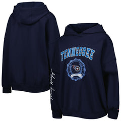 Tennessee Titans Tommy Hilfiger Women's Becca Drop Shoulder Pullover Hoodie Navy | NFL