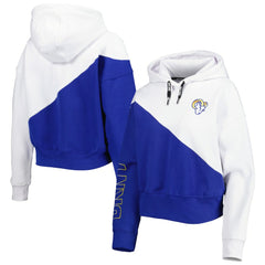 Los Angeles Rams DKNY Sport Women's Bobbi Color Blocked Pullover Hoodie White/Royal | NFL