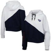 Tennessee Titans DKNY Sport Women's Bobbi Color Blocked Pullover Hoodie White/Navy | NFL