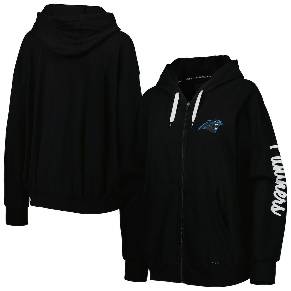 Carolina Panthers MSX by Michael Strahan Women's Emerson Lightweight Full-Zip Hoodie Black | NFL