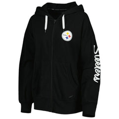 Pittsburgh Steelers MSX by Michael Strahan Women's Emerson Lightweight Full-Zip Hoodie Black | NFL